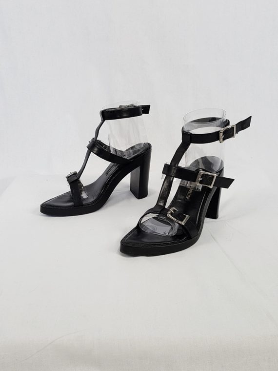vintage Ann Demeulemeester black crossed buckle sandals spring 2003 size 37 4912