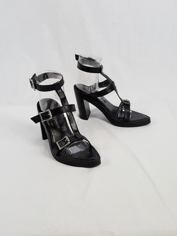 vintage Ann Demeulemeester black crossed buckle sandals spring 2003 size 37 5016