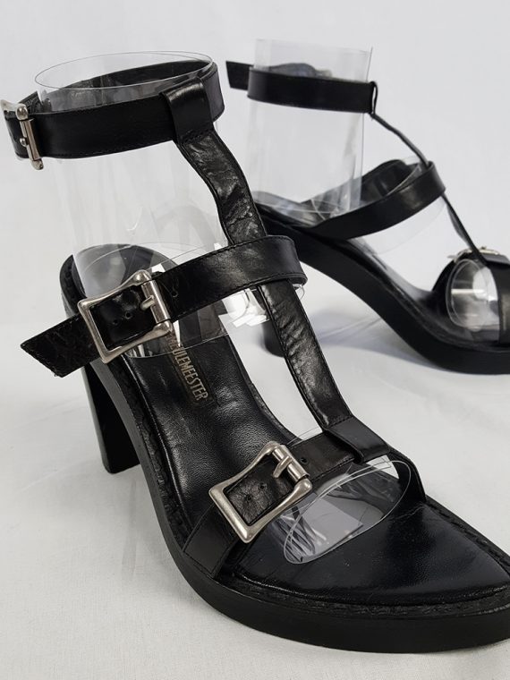 vintage Ann Demeulemeester black crossed buckle sandals spring 2003 size 37 5023