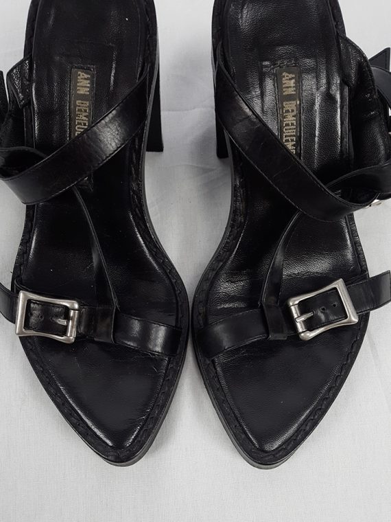 vintage Ann Demeulemeester black crossed buckle sandals spring 2003 size 37 5118