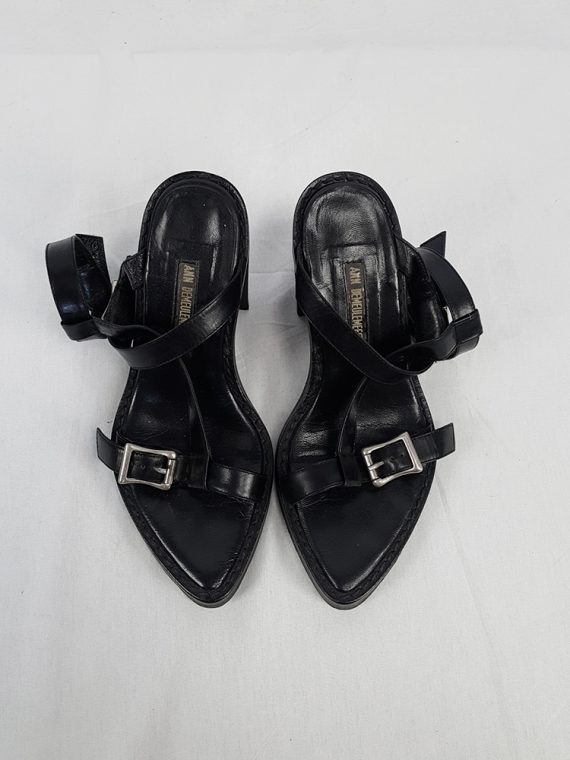 vintage Ann Demeulemeester black crossed buckle sandals spring 2003 size 37 5124(0)