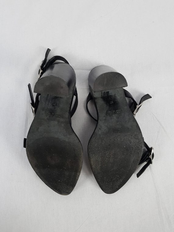 vintage Ann Demeulemeester black crossed buckle sandals spring 2003 size 37 5203