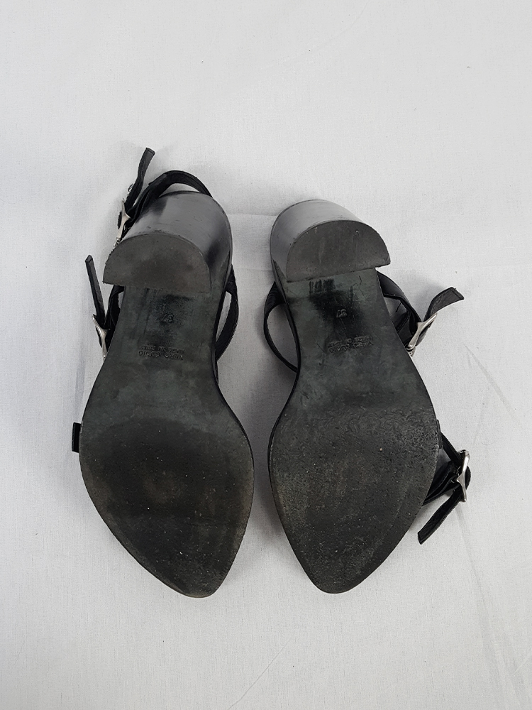 Ann Demeulemeester black crossed buckle sandals — spring 2003 (37) - V ...