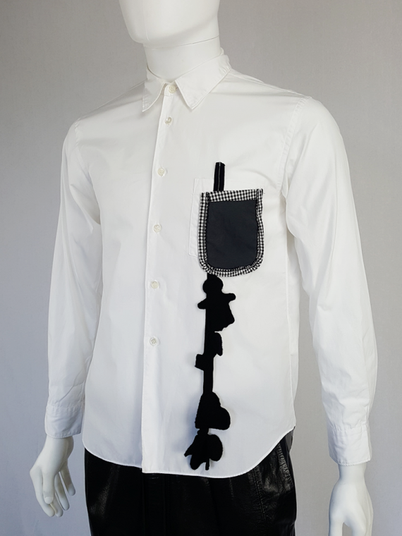 vintage Comme des Garcons Homme Plus white shirt with hanging dolls spring 2010 120056