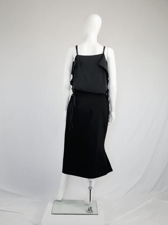 vintage Yohji Yamamoto black structured skirt with sideways curve 094305