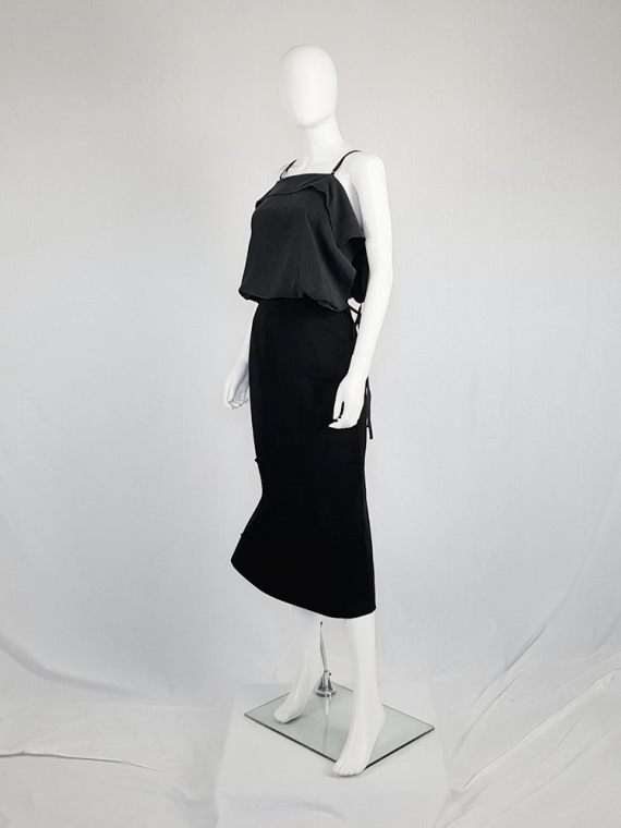vintage Yohji Yamamoto black structured skirt with sideways curve 094416