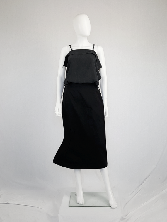 vintage Yohji Yamamoto black structured skirt with sideways curve 094559