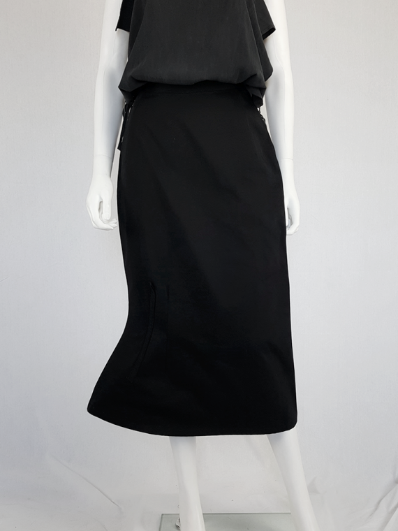 vintage Yohji Yamamoto black structured skirt with sideways curve 094635