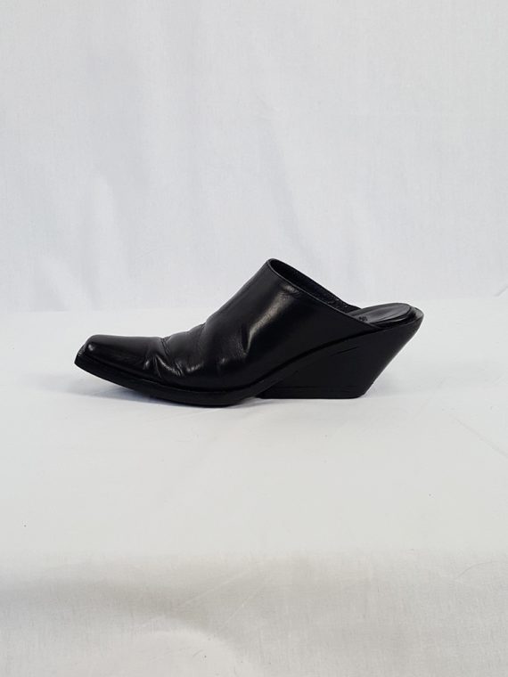 vintage Ann Demeulemeester black mules with slanted heel spring 2001 120512