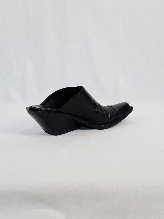 vintage Ann Demeulemeester black mules with slanted heel spring 2001 120547