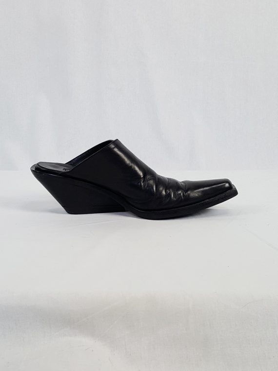 vintage Ann Demeulemeester black mules with slanted heel spring 2001 120601