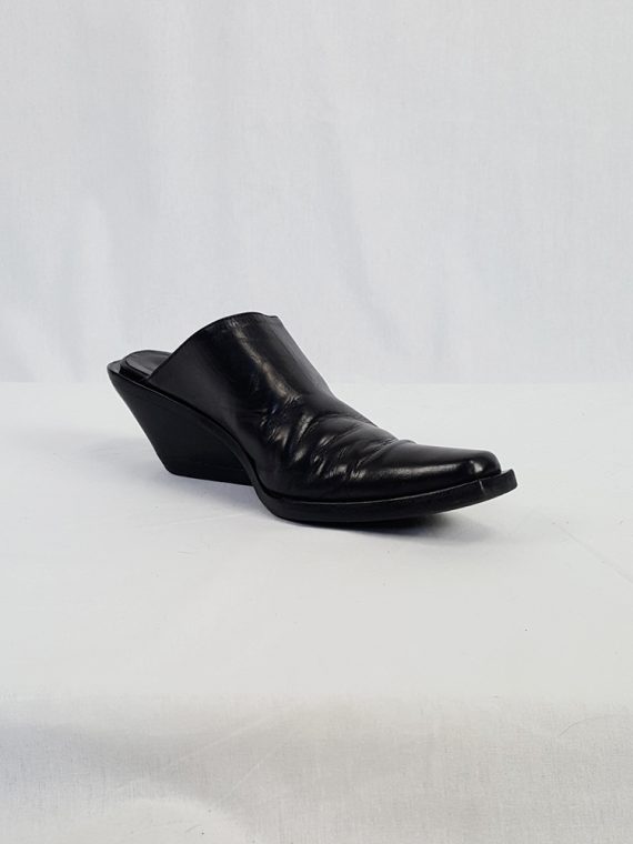 vintage Ann Demeulemeester black mules with slanted heel spring 2001 120611