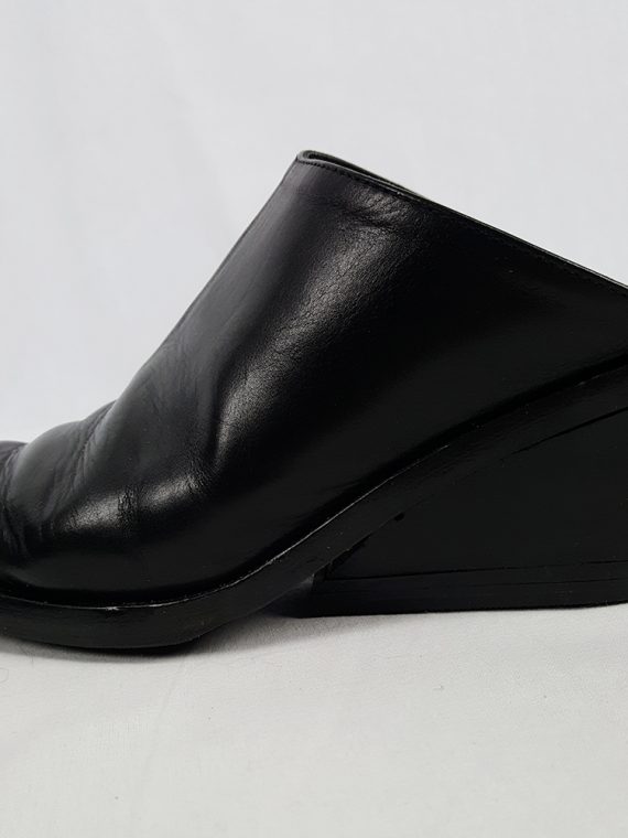 vintage Ann Demeulemeester black mules with slanted heel spring 2001 120726