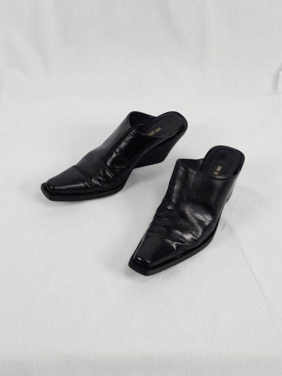 vintage Ann Demeulemeester black mules with slanted heel spring 2001 121033(0)