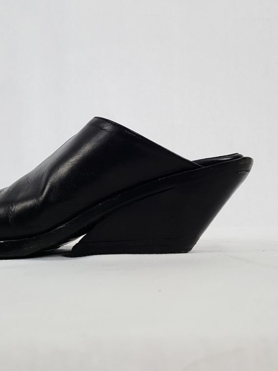 vintage Ann Demeulemeester black mules with slanted heel spring 2001 121229