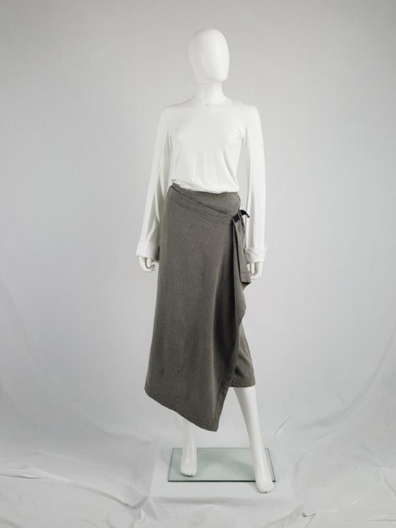 vintage Comme des Garcons tricot grey wrap skirt with belt AD 1992 111905