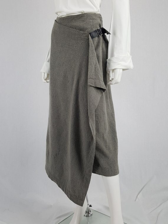 vintage Comme des Garcons tricot grey wrap skirt with belt AD 1992 112034