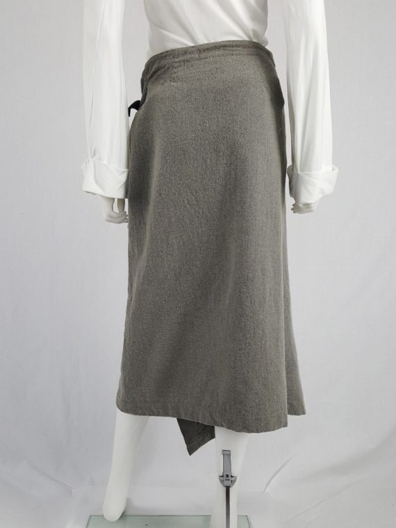 vintage Comme des Garcons tricot grey wrap skirt with belt AD 1992 112131