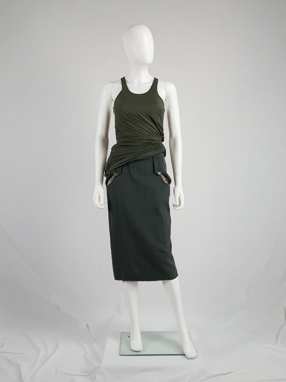 vintage Maison Martin Margiela green skirt with exposed pocket lining fall 2003 200233