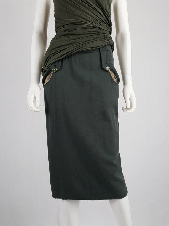 vintage Maison Martin Margiela green skirt with exposed pocket lining fall 2003 200259