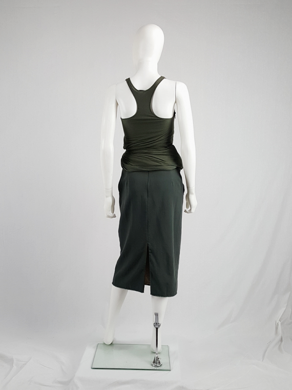 vintage Maison Martin Margiela green skirt with exposed pocket lining fall 2003 200419