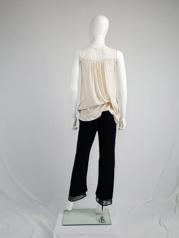 vintage Ann Demeulemeester beige top with brocade panel and tassels spring 2012 130646