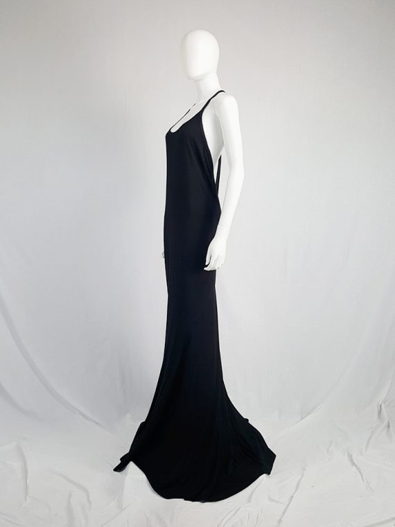 vintage Ann Demeulemeester black backless maxi dress with back zipper strap spring 2016 114616