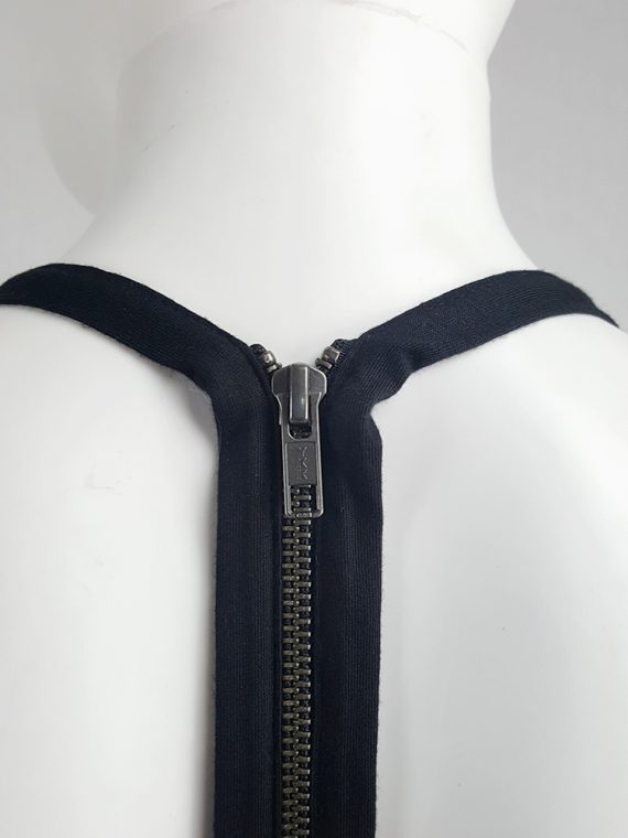 vintage Ann Demeulemeester black backless maxi dress with back zipper strap spring 2016 115000