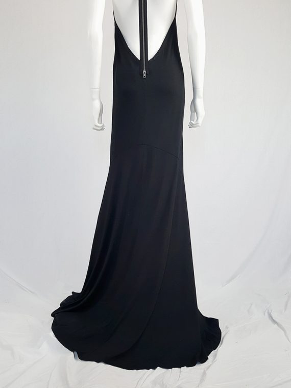 vintage Ann Demeulemeester black backless maxi dress with back zipper strap spring 2016 115103