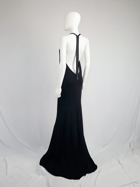 vintage Ann Demeulemeester black backless maxi dress with back zipper strap spring 2016 115615