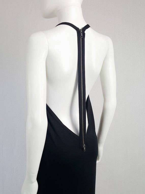 vintage Ann Demeulemeester black backless maxi dress with back zipper strap spring 2016 115651