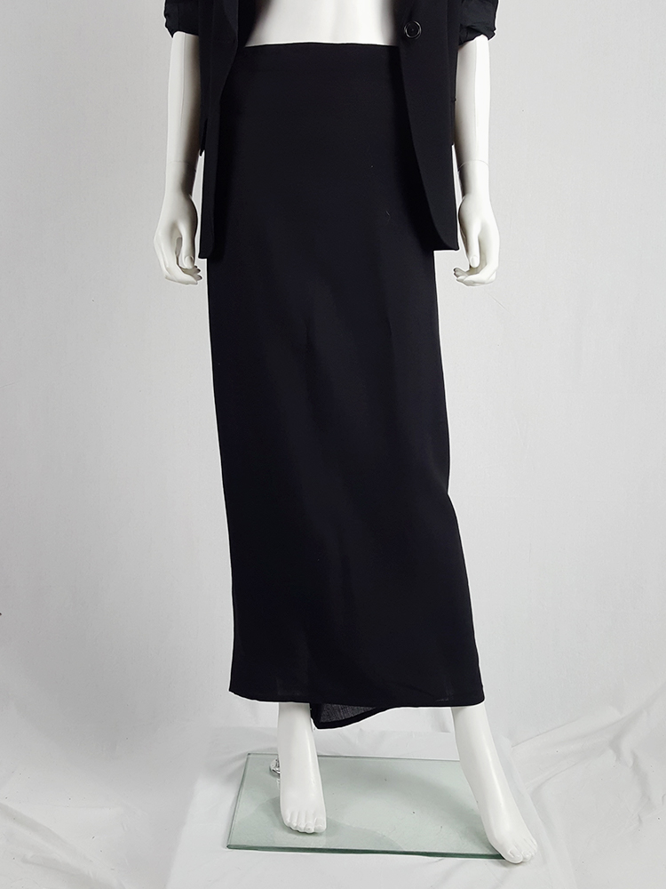Ann Demeulemeester black maxi skirt with back wrap - V A N II T A S