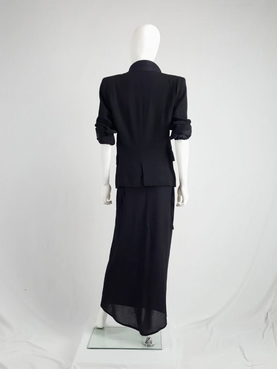vintage Ann Demeulemeester black maxi skirt with back wrap 230954