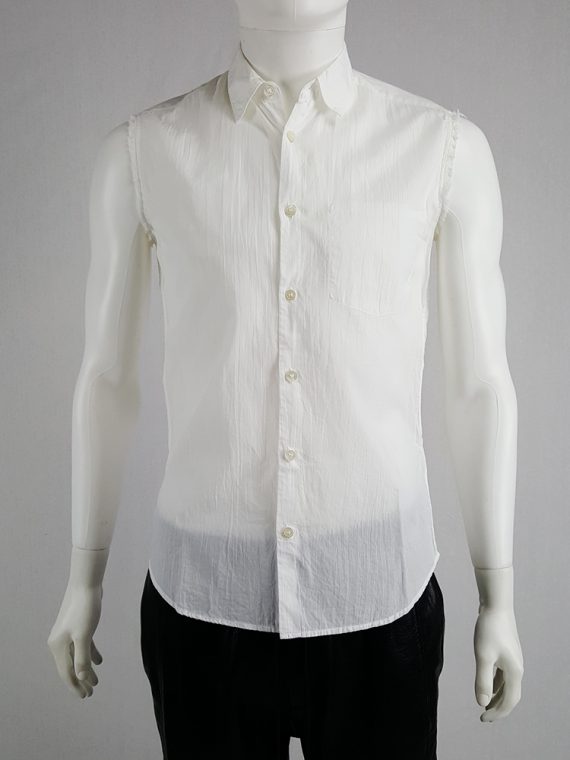 vintage Ann Demeulemeester white sleeveless shirt with inside pocket 183113