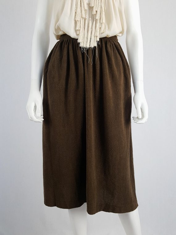 vintage Comme des Garcons brown pleated skirt in towel fabric 1970s 1980s110310(0)