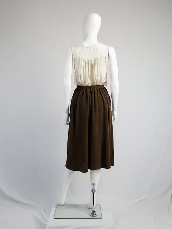 vintage Comme des Garcons brown pleated skirt in towel fabric 1970s 1980s110428