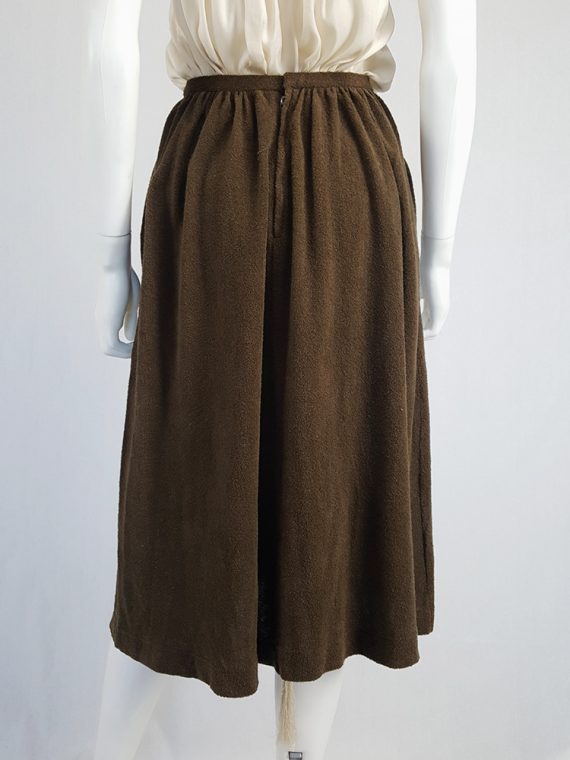 vintage Comme des Garcons brown pleated skirt in towel fabric 1970s 1980s110443
