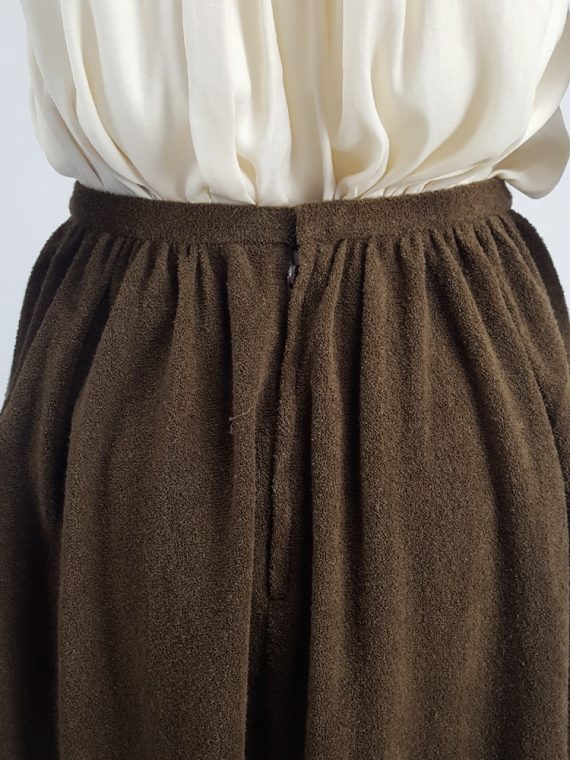 vintage Comme des Garcons brown pleated skirt in towel fabric 1970s 1980s110504