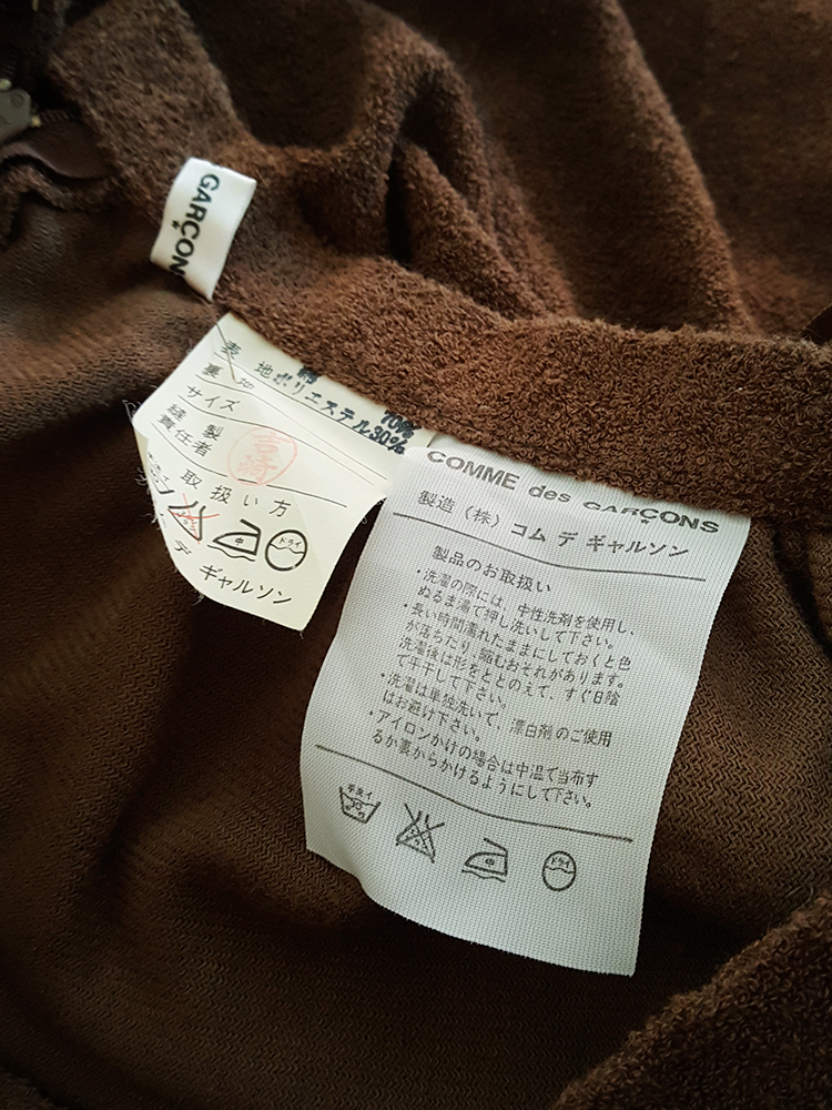 Comme des Garçons brown pleated skirt in towel fabric — 1970's - V A N ...