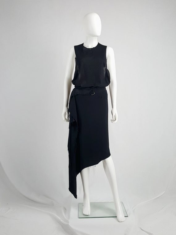 vintage Maison Martin Margiela black asymmetric skirt torn from the fabric roll spring 2006 211522