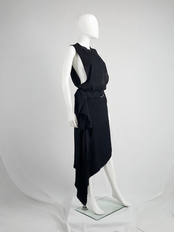 vintage Maison Martin Margiela black asymmetric skirt torn from the fabric roll spring 2006 211943