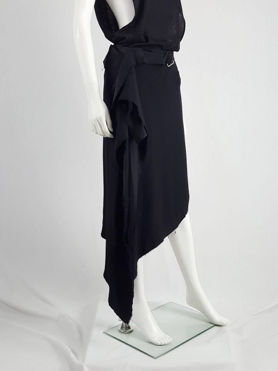 vintage Maison Martin Margiela black asymmetric skirt torn from the fabric roll spring 2006 211959