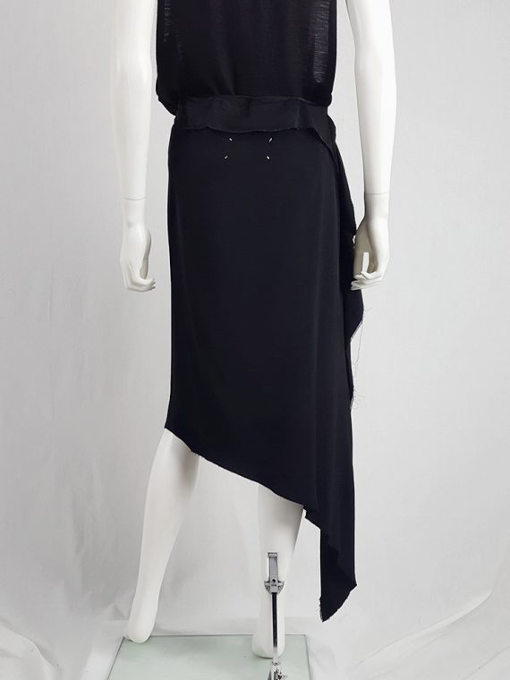 vintage Maison Martin Margiela black asymmetric skirt torn from the fabric roll spring 2006 212057