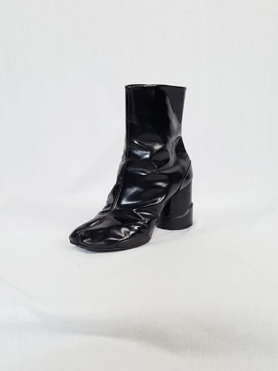 vintage Maison Martin Margiela black patent techno tabi boots fall 2014 134030