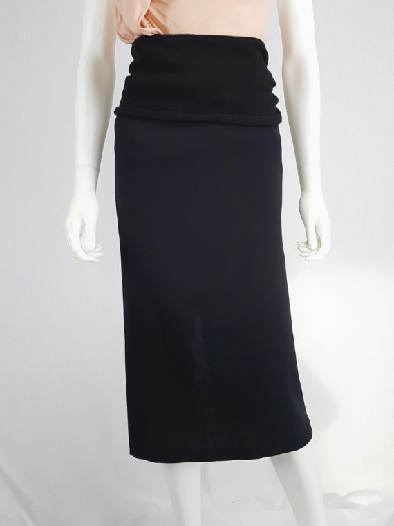 vintage Yohji Yamamoto black midi skirt with obi style sash 175436