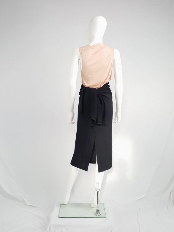 vintage Yohji Yamamoto black midi skirt with obi style sash 175612