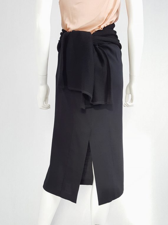 vintage Yohji Yamamoto black midi skirt with obi style sash 175629