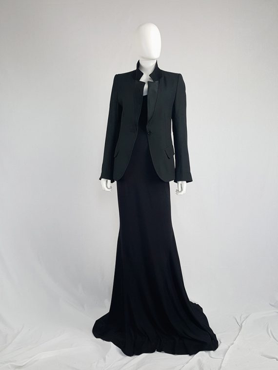 vintage Ann Demeulemeester black blazer with stitched satin lapels 134749