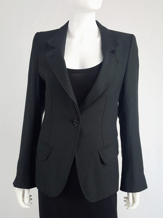 vintage Ann Demeulemeester black blazer with stitched satin lapels 134946