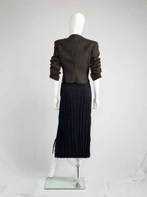 vintage Issey Miyake Fete black suede pleated maxi skirt 130723